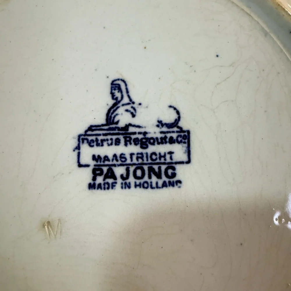 Antique Petrus Regout Pajong Transferware Plate Blue White Chinoiserie Holland